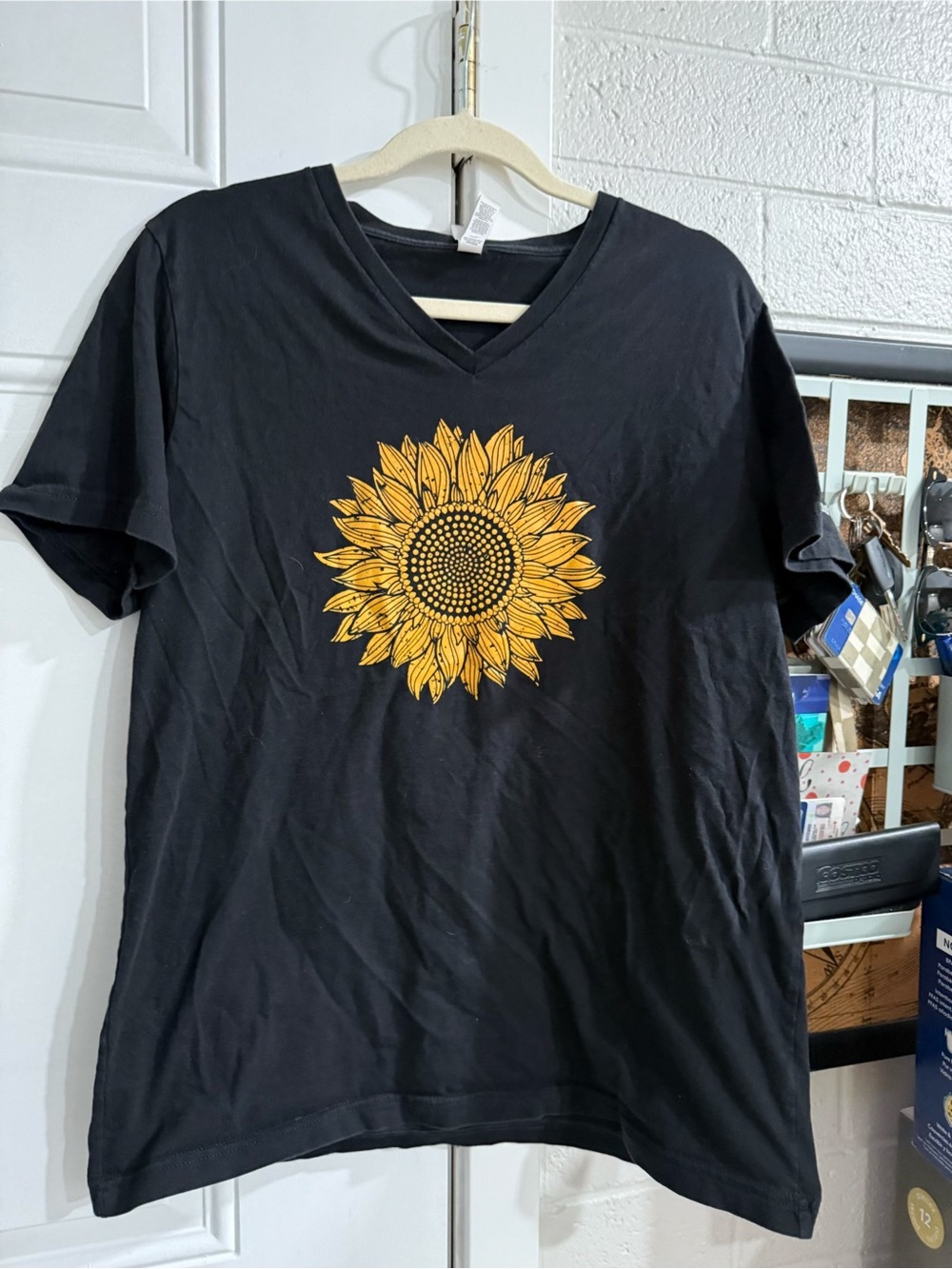 Banner Health - Black V-Neck Tee with Yellow Sunflower Graphic